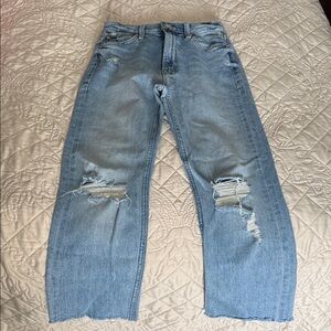 MOTHER Vintage Blue Distressed Straight Jeans